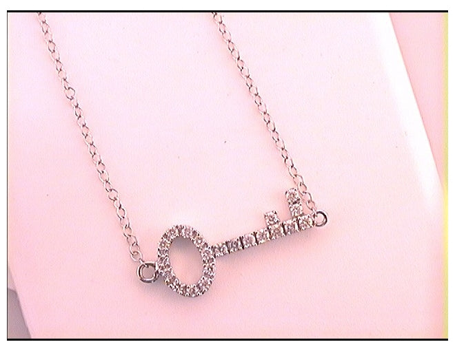 10kt White Gold 1/4ct Diamond Key Necklace