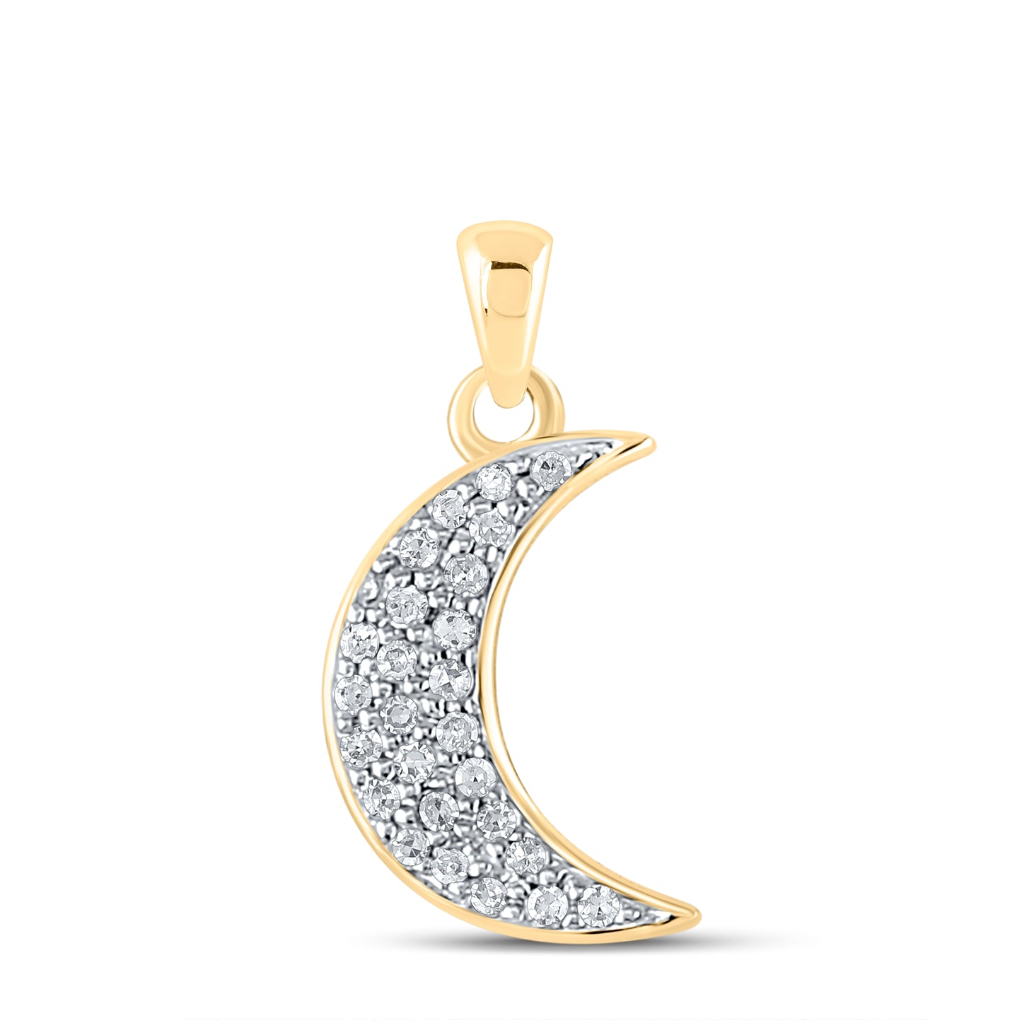 10K Yellow Or White Gold Womens Round Diamond Crescent Moon Fashion Pendant 1/8 Cttw