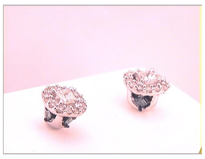 10kt White Gold Womens Color Enhanced Blue Diamond Stud Earrings 3/8 Cttw