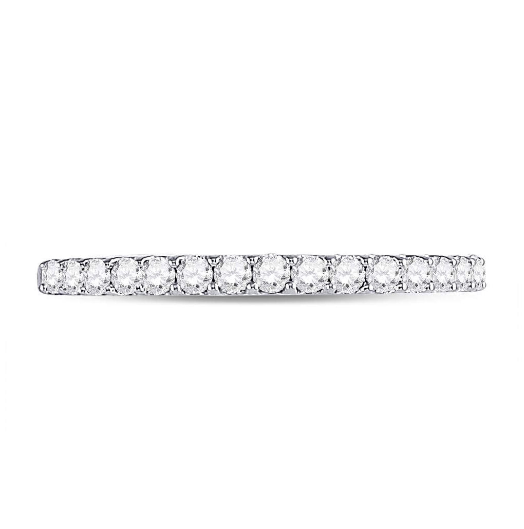 14K White Gold Womens Round Pave-set Diamond Single Row Wedding Band 1/4ctw, Womens Size: 5-10