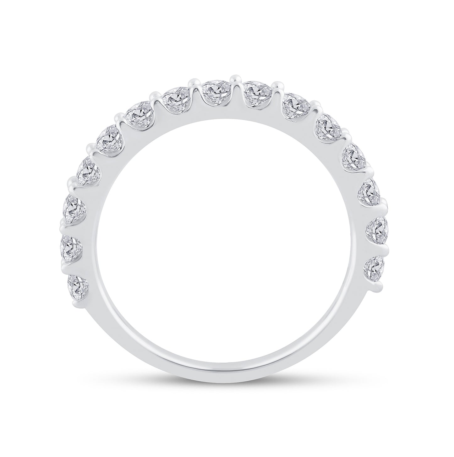 14K White Gold Womens Round Pave-set Diamond Single Row Wedding Band 1 Cttw, Womens Size: 5-10