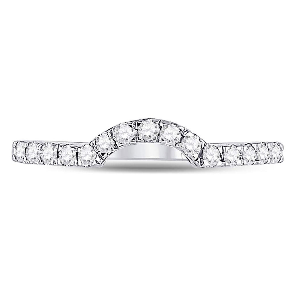 14K White Gold Womens Round Diamond Curved Wedding Band Ring 1/4 Cttw, Womens Size: 5-10