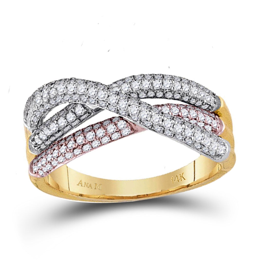 14kt Yellow Gold Womens Round Diamond Band Ring 3/4 Cttw
