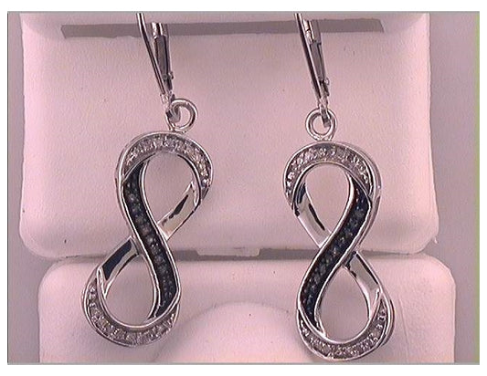 10kt White Gold Womens Brown Diamond Infinity Dangle Earrings 1/5 Cttw