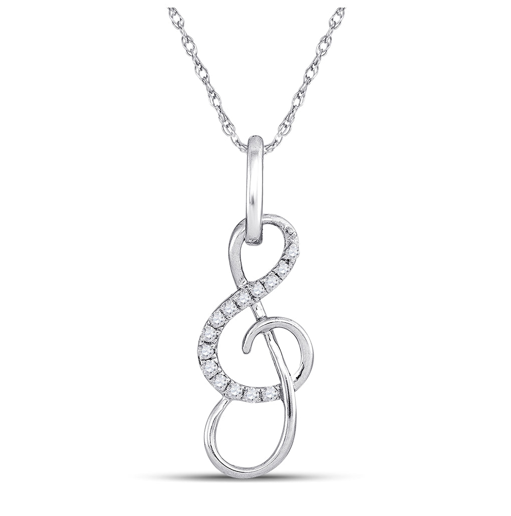 10K White Gold Womens Round Diamond Treble Clef Music Note Pendant 1/10 Cttw, Length: 1.11 In, Width: 0.35 In