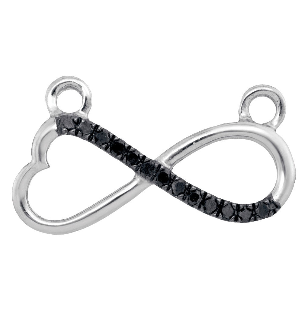 10kt White Gold Womens Black Color Enhanced Diamond Infinity Necklace 1/12 Cttw