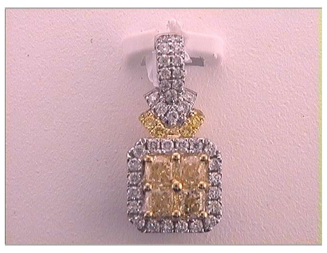 18kt White Gold 5/8ctw Diamond Amarillo Natural Yellow Diamond Pendant