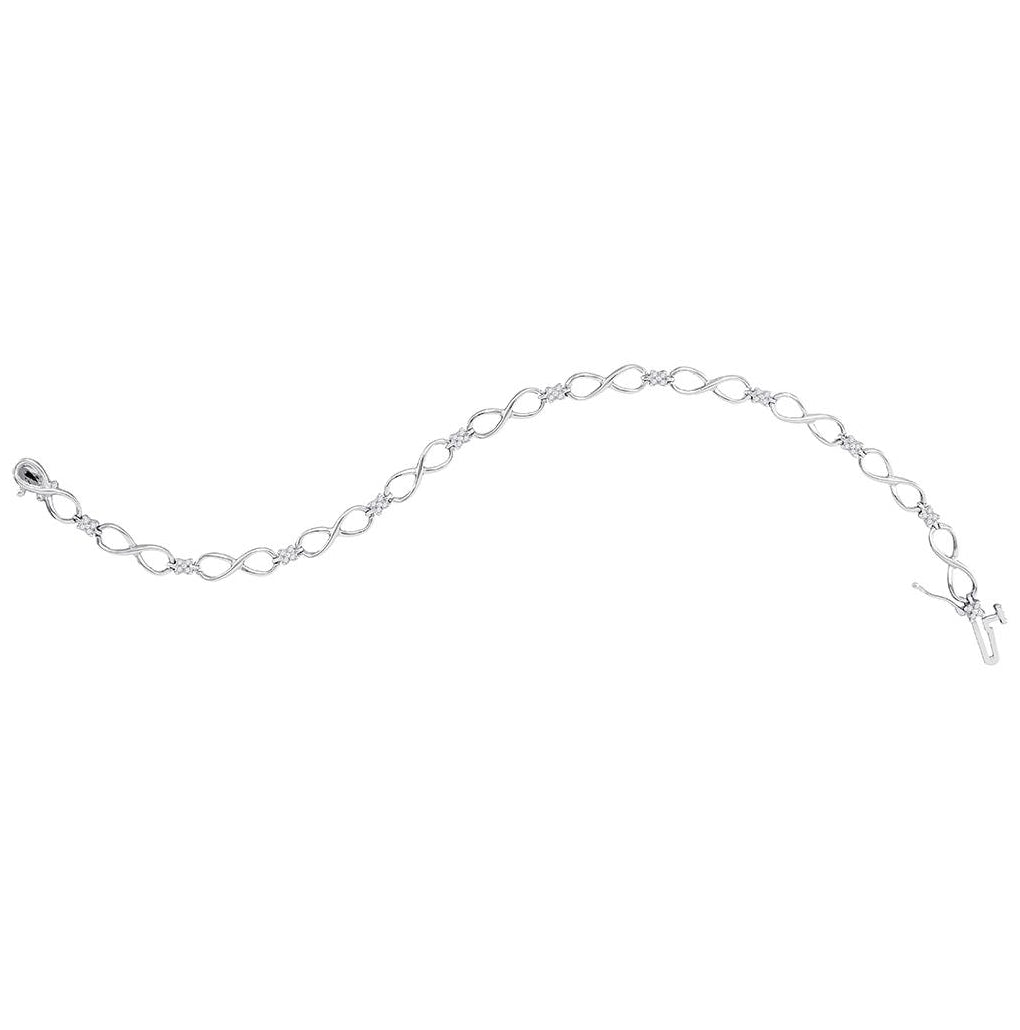 10K White Gold Womens Round Diamond Fashion Bracelet 1/4 Cttw