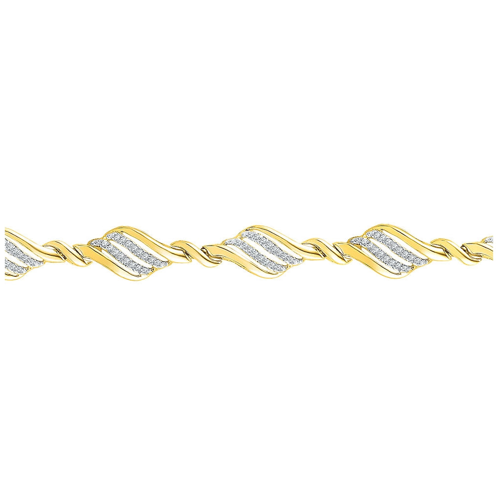 10K Yellow Gold Womens Round Diamond Fashion Bracelet 1/2 Cttw