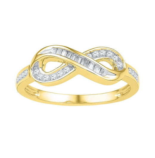 10kt Yellow Gold Womens Round Diamond Fashion Infinity Ring 1/5 Cttw