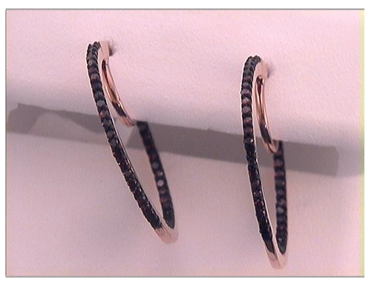 10kt Rose Gold 1/4ctw Diamond Gift Red Hoops Earring