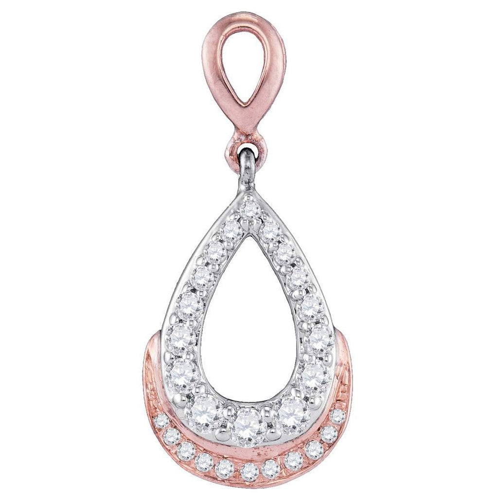 10kt Two-tone Gold Womens Round Diamond Teardrop Pendant 1/3 Cttw