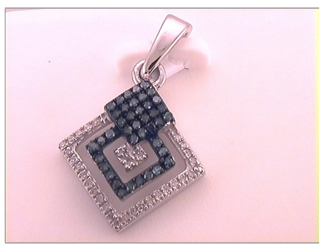 10K Yellow Or White Gold Womens Color Enhanced Blue Diamond Square Fashion Pendant 1/4 Cttw