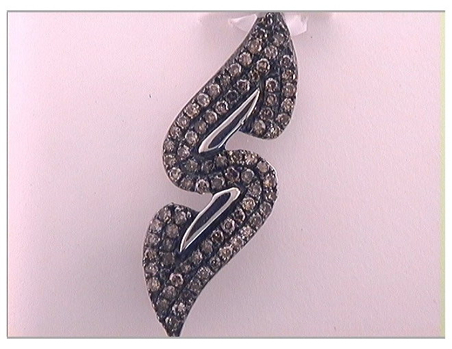 10kt White Gold 1/3ctw Diamond Fashion Brown Pendant