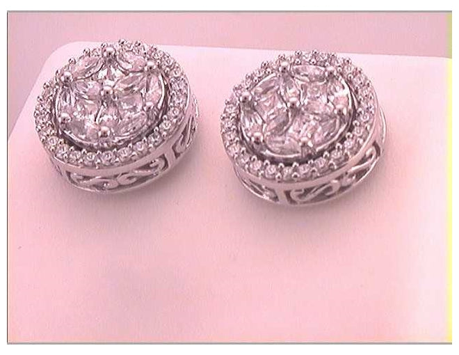 14kt White Gold 1 1/2ctw Diamond Fashion Round Earring