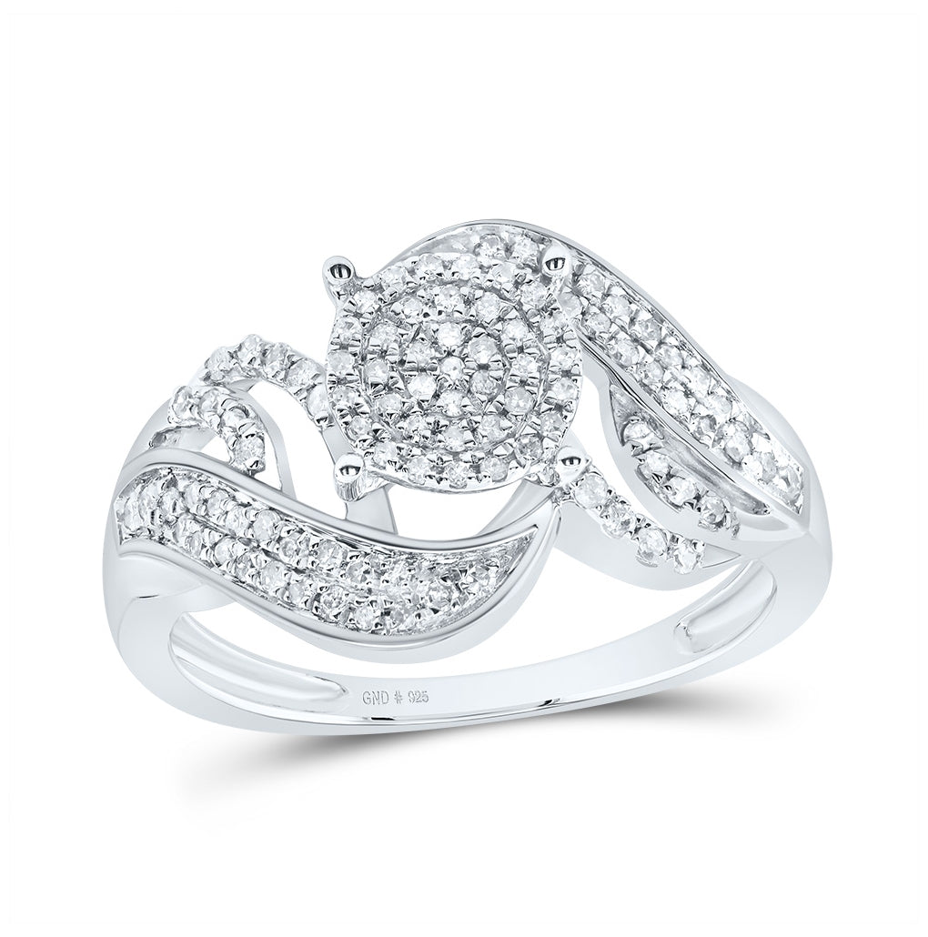 Sterling Silver Womens Round Diamond Cluster Ring 1/3 Cttw, Womens Size: 5-10
