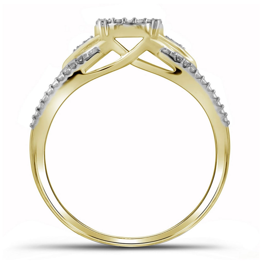 10K Yellow Gold Round Diamond Cluster Bridal Wedding Engagement Ring 1/6 Cttw, Womens Size: 5-10