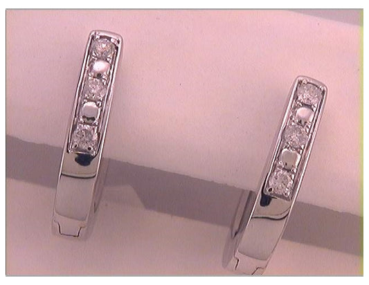 10kt White Gold 1/6ctw Diamond Cn Fashion High Hoops Earring
