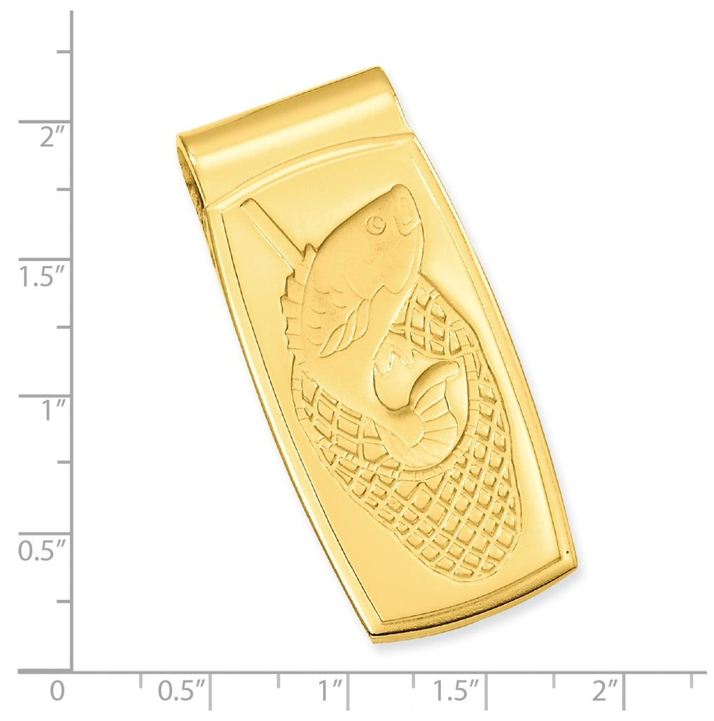Kelly Waters Gold-plated Fish in Net Hinged Money Clip – Elegant Jewelry Gift for Birthday, Anniversary, Engagement, Wedding