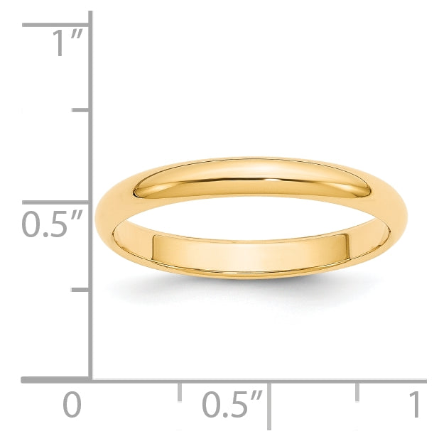 14k Yellow Gold 3mm Half-Round Wedding Band Size 5.5