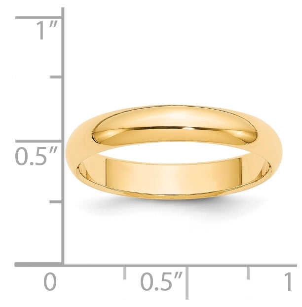 14k Yellow Gold 4mm Half-Round Wedding Band Size 4.5