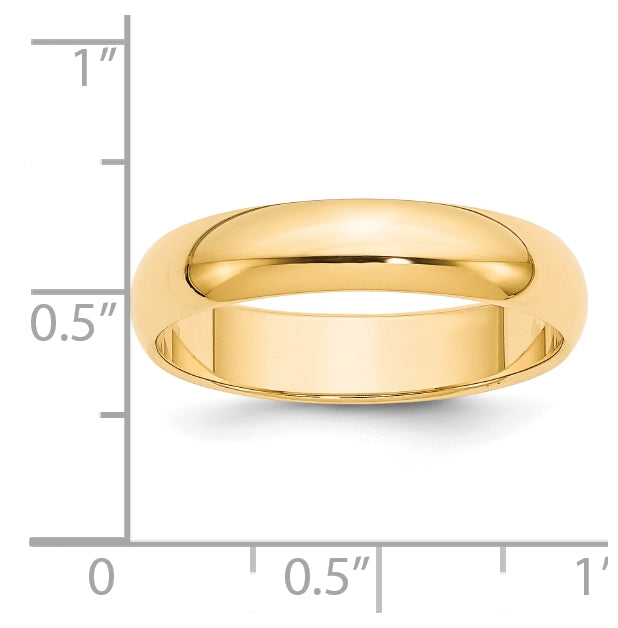 14k Yellow Gold 5mm Half-Round Wedding Band Size 4