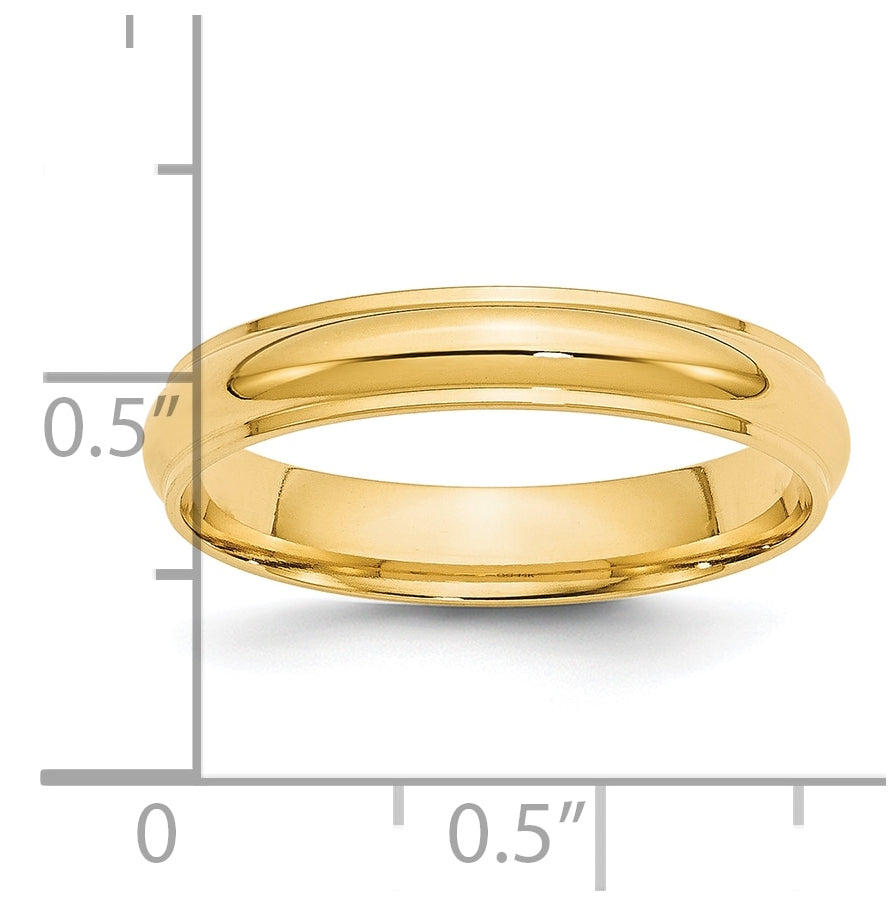 14k Yellow Or White Gold Half Round with Edge Wedding Band