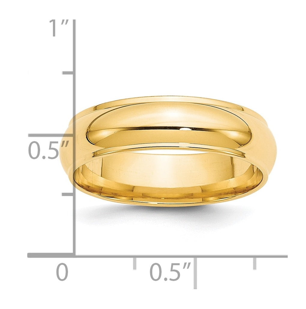14k Yellow Or White Gold Half Round with Edge Wedding Band