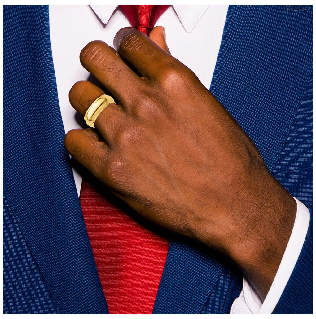 14k Yellow Or White Gold Half Round with Edge Wedding Band