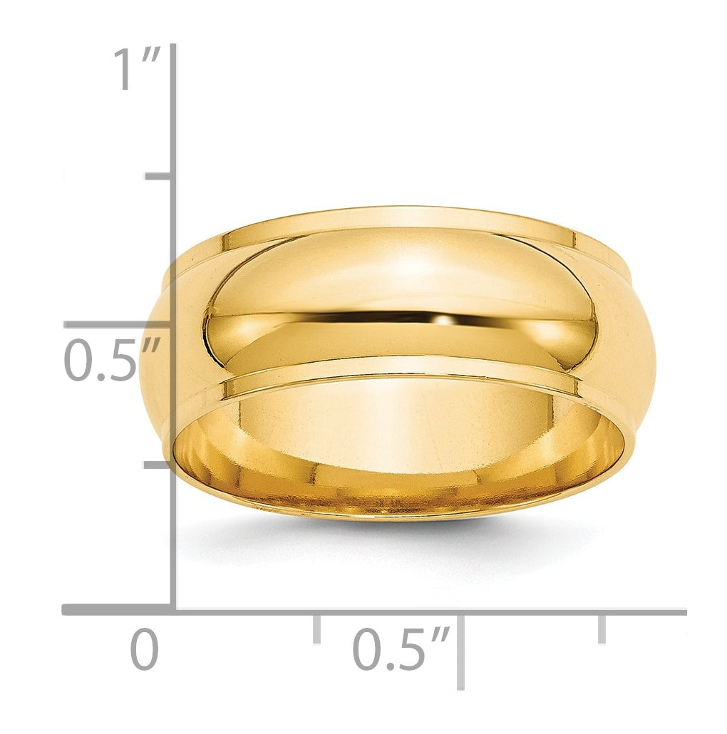 14k Yellow Or White Gold Half Round with Edge Wedding Band