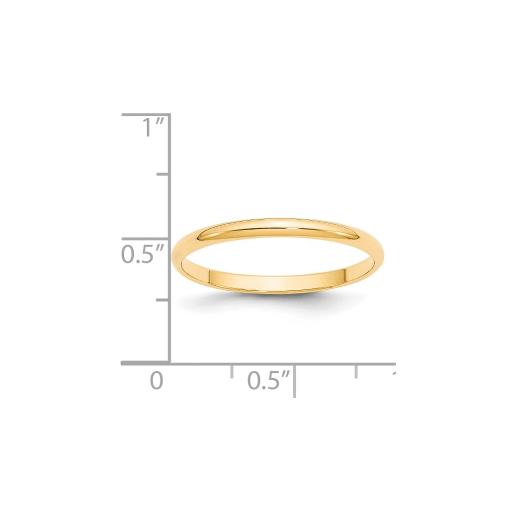 14k Yellow Or White Or Rose Gold Or Platinum Lightweight Half Round Wedding Band