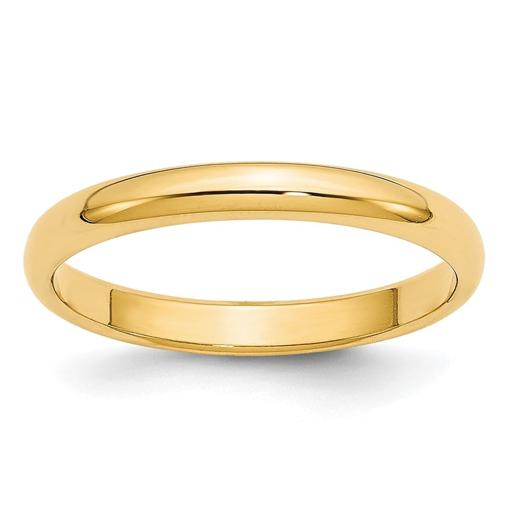 14k Yellow Or White Or Rose Gold Or Platinum Lightweight Half Round Wedding Band
