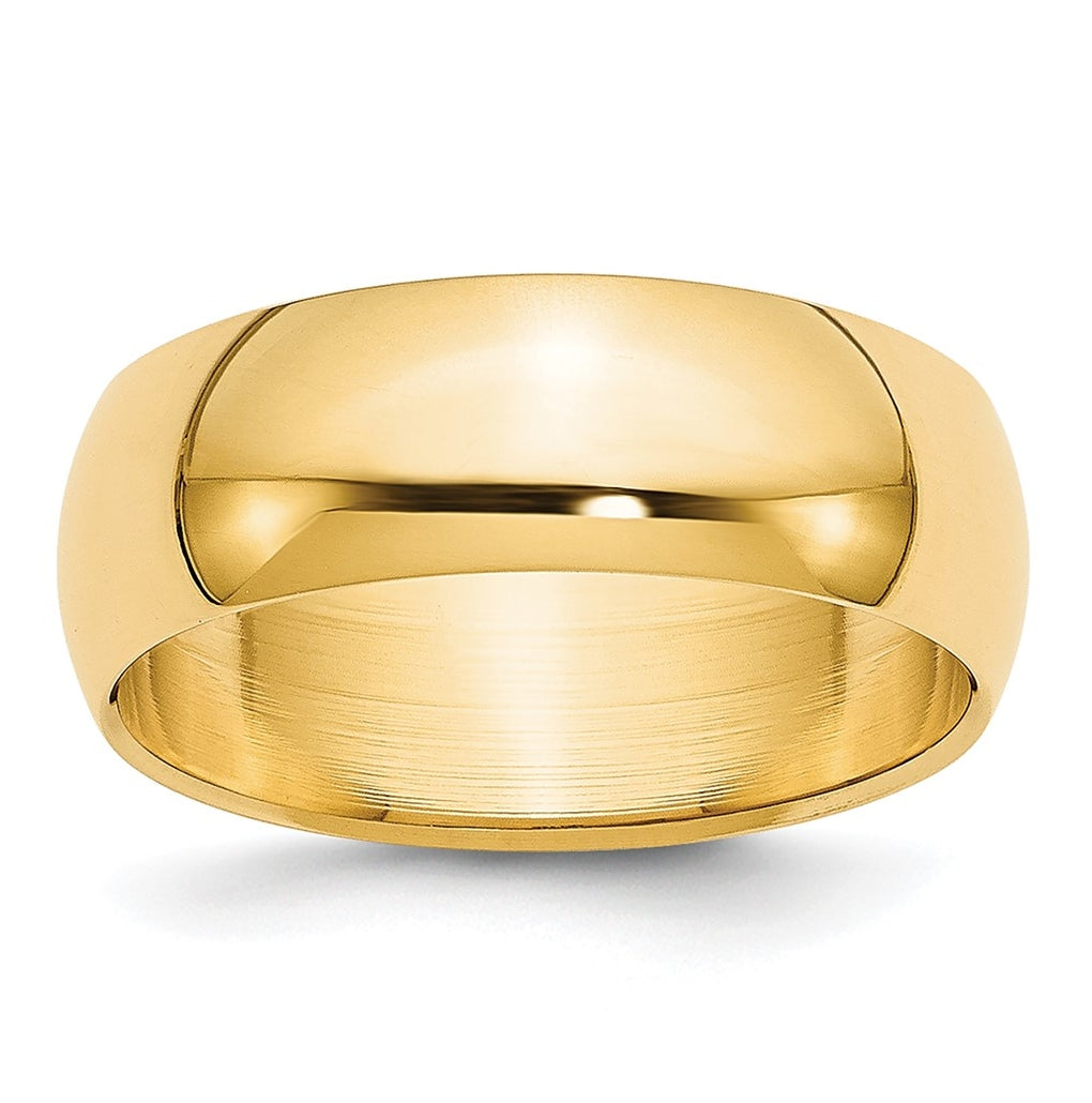 14k Yellow Or White Or Rose Gold Or Platinum Lightweight Half Round Wedding Band
