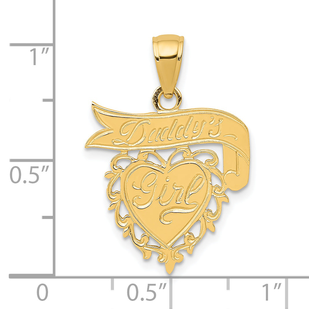 14K Yellow Gold DADDYS GIRL Heart Pendant