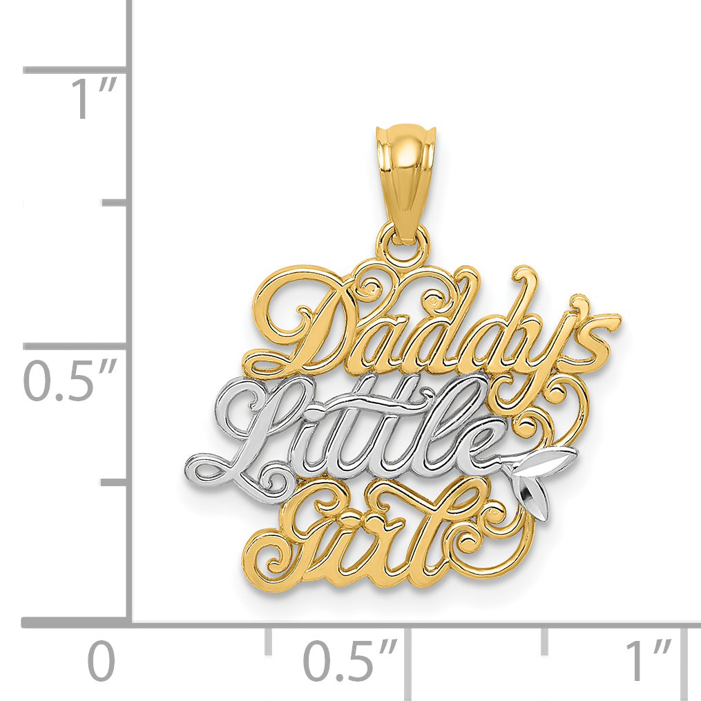 14k Yellow Gold and Rhodium DADDYS LITTLE GIRL Pendant