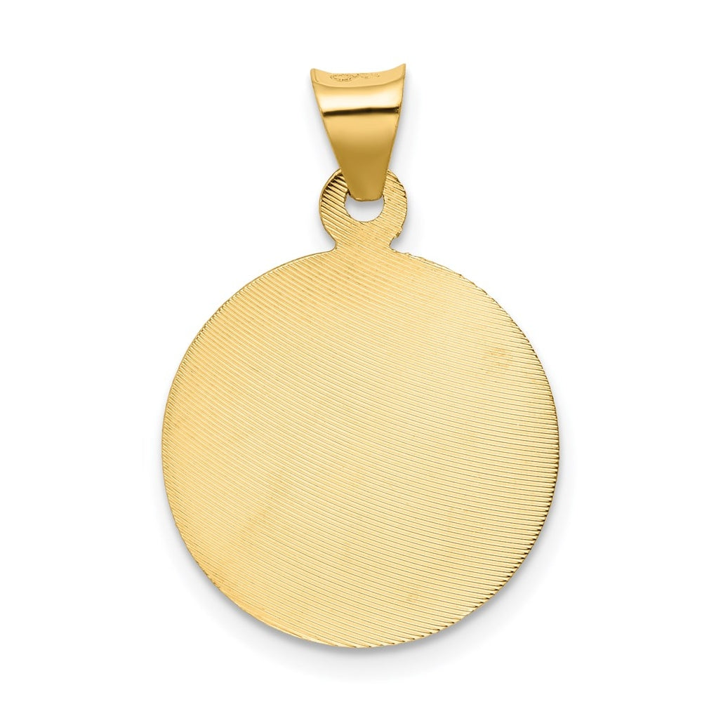 14K Yellow Gold Polished and Diamond Cut Baptism Circle Pendant – Elegant Jewelry Gift for Birthday, Anniversary, Engagement, Wedding