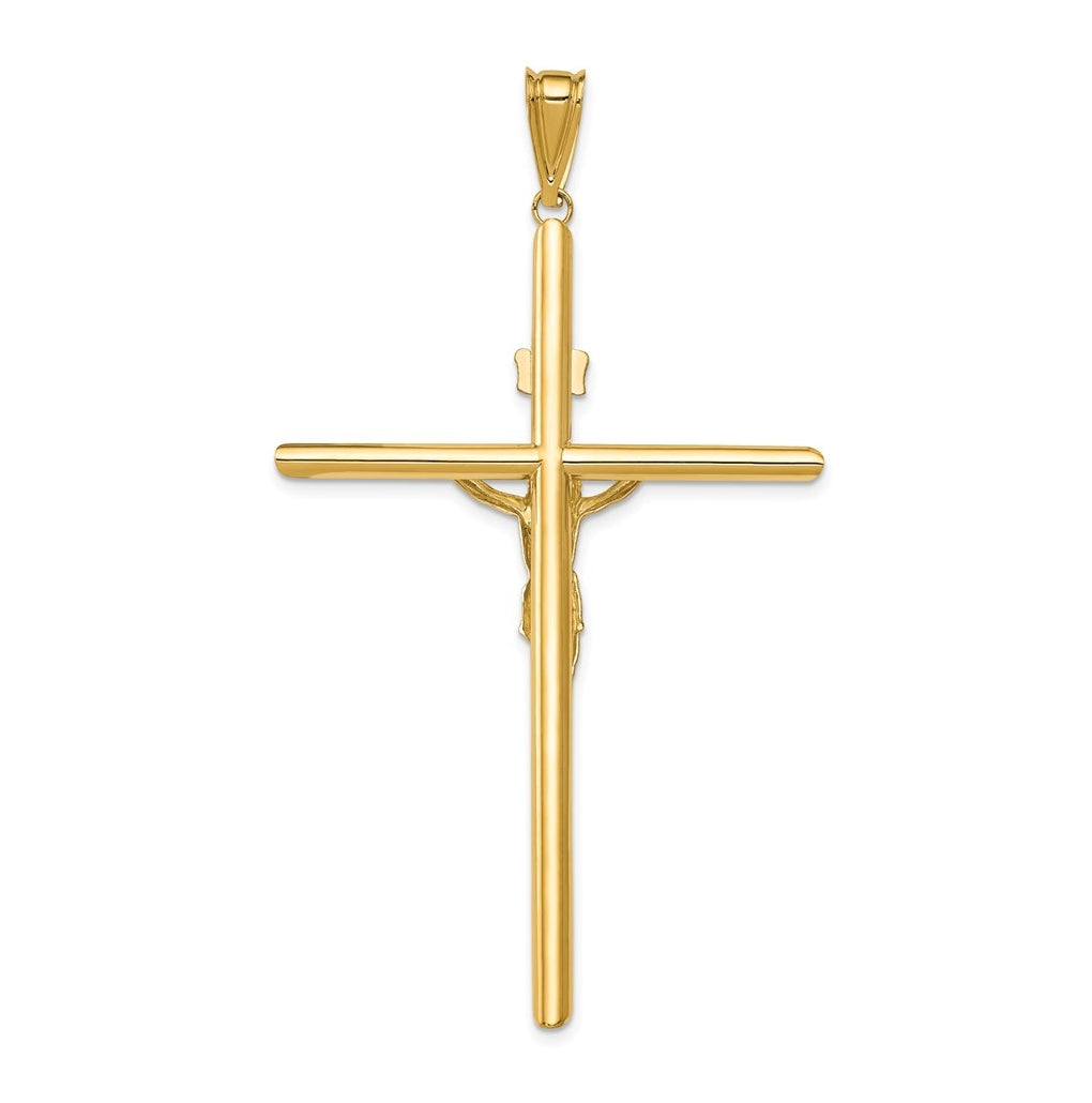 14K Two-Tone Gold Polished Jesus Crucifix Pendant – Elegant Jewelry Gift for Birthday, Anniversary, Engagement, Wedding