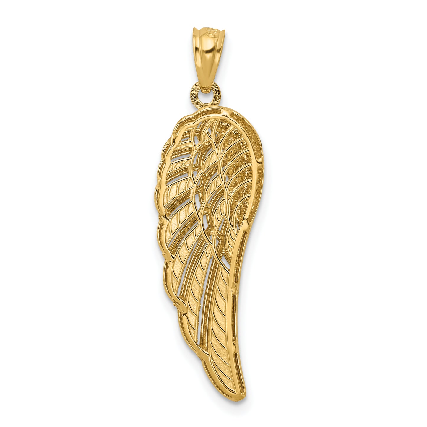 14k Yellow Gold and Rhodium Polished Two Level Angel Wing Pendant