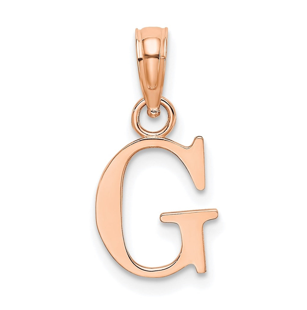 14K Rose Gold Polished Block Letter G Initial Pendant