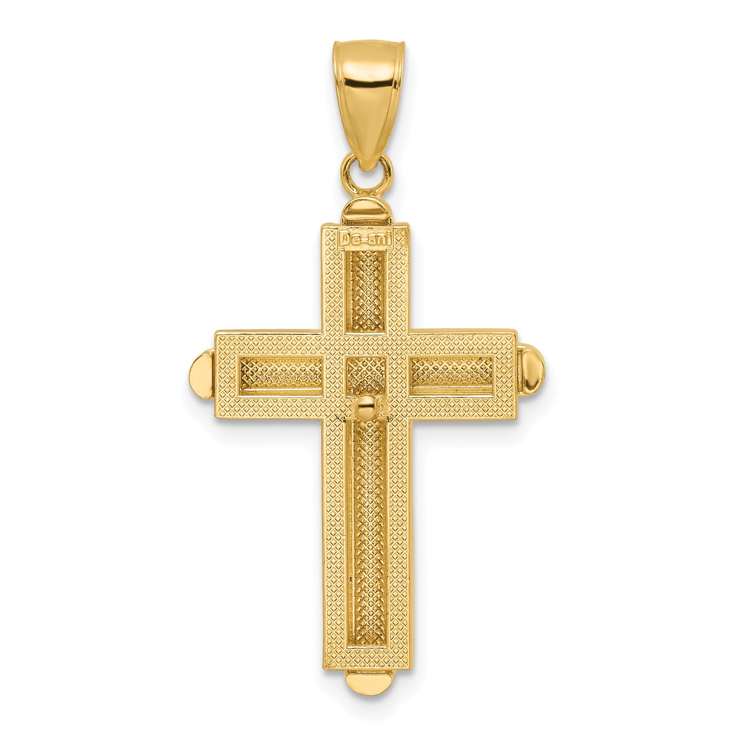 14K Yellow Gold Beveled Cross Pendant