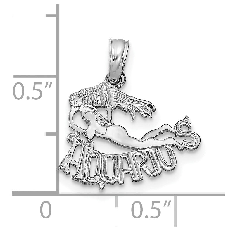 14K White Gold AQUARIUS Zodiac Charm