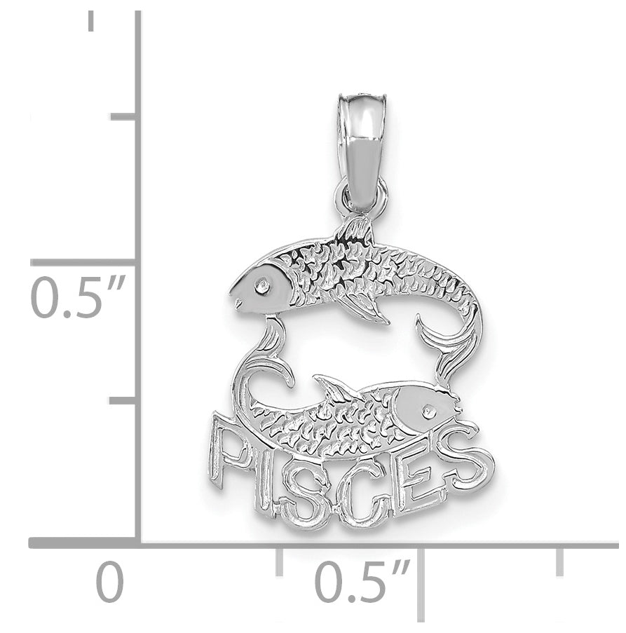 14K White Gold PISCES Zodiac Charm