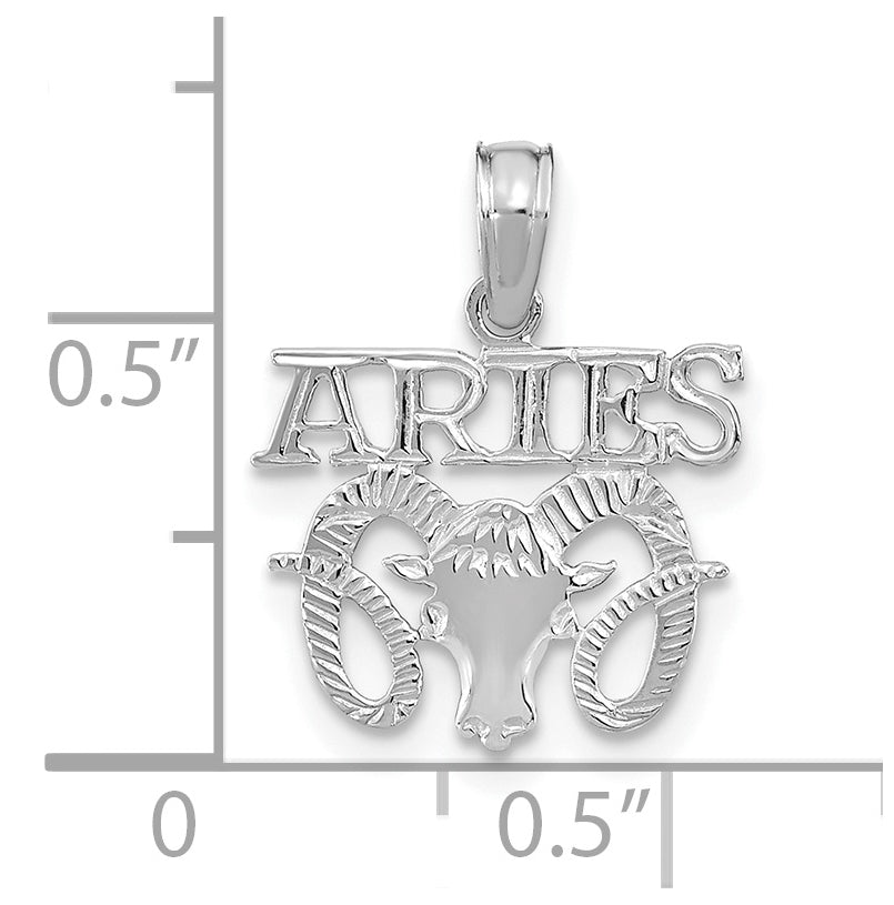 14K White Gold ARIES Zodiac Charm