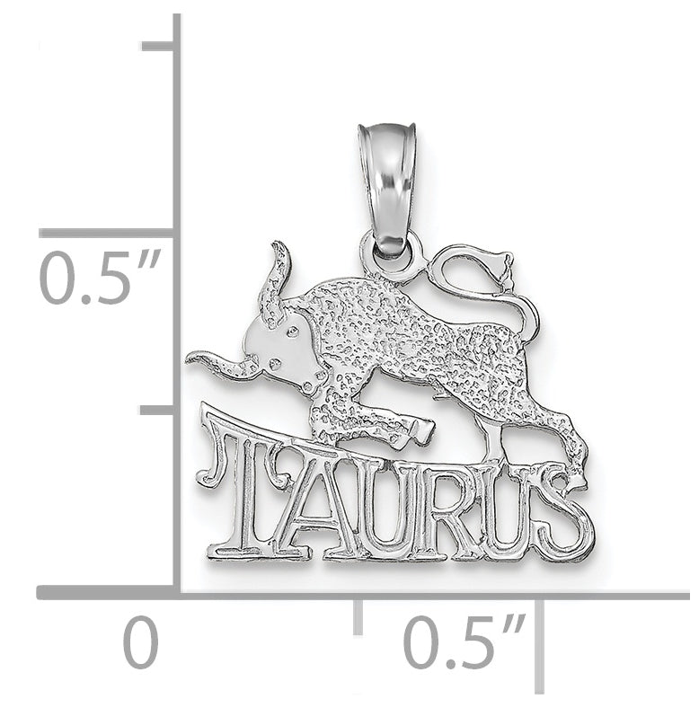 14K White Gold TAURUS Zodiac Charm