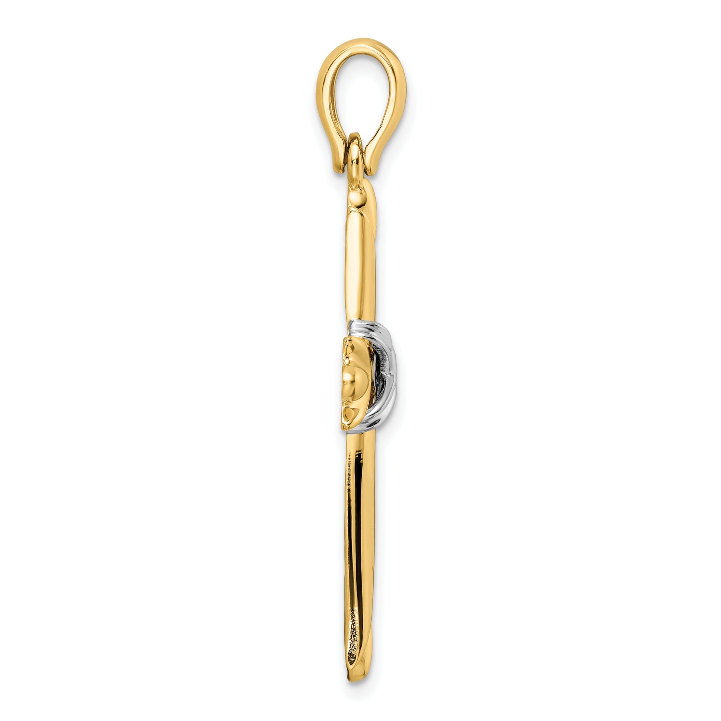 14k Two-tone Polished with X-center Cross