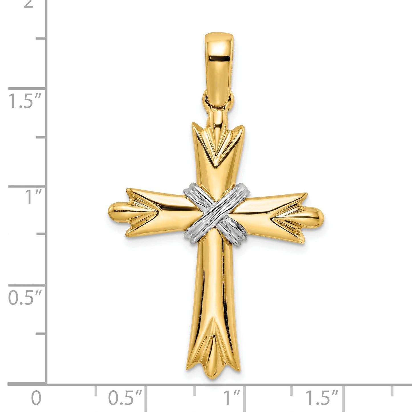 14k Two-tone Polished with X-center Cross