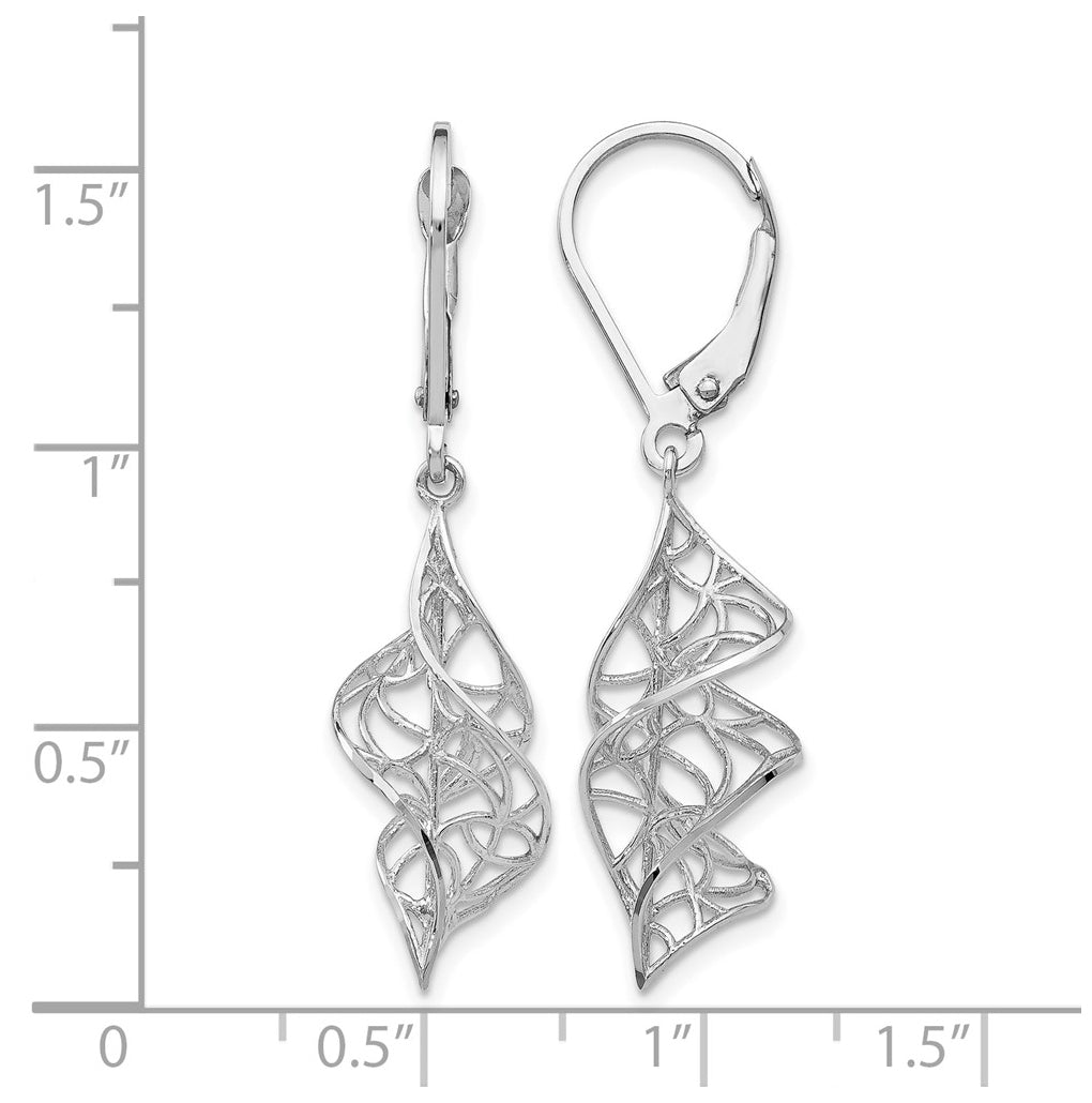 Leslie's 14K White Gold Textured Leverback Earrings – Elegant Jewelry Gift for Birthday, Anniversary, Engagement, Wedding