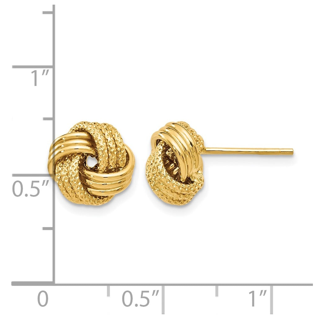 Leslie's 14K Yellow Gold Polished Textured Love Knot Earrings – Elegant Jewelry Gift for Birthday, Anniversary, Engagement, Wedding