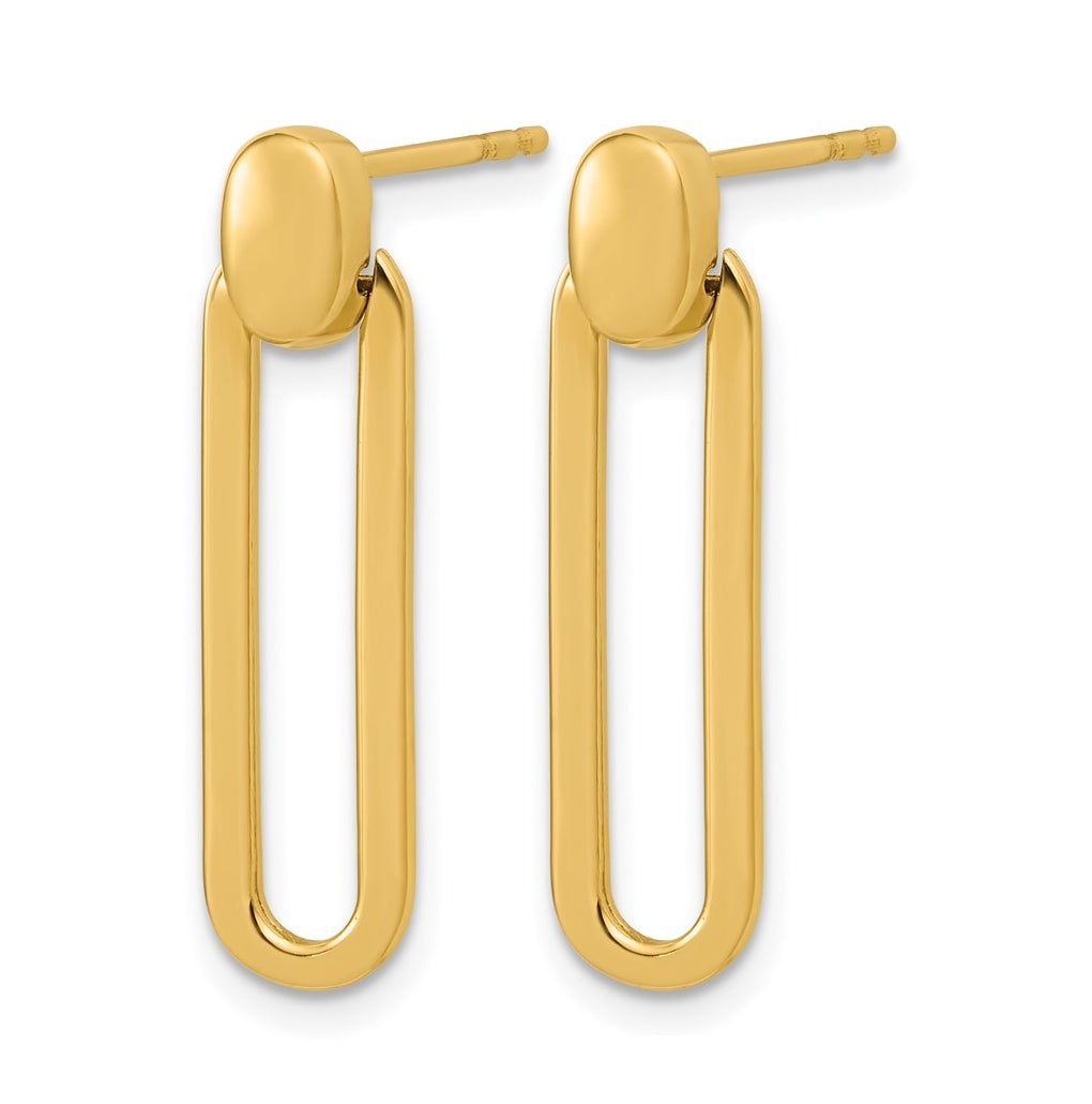 14k Yellow Gold Polished Link Dangle Post Earrings