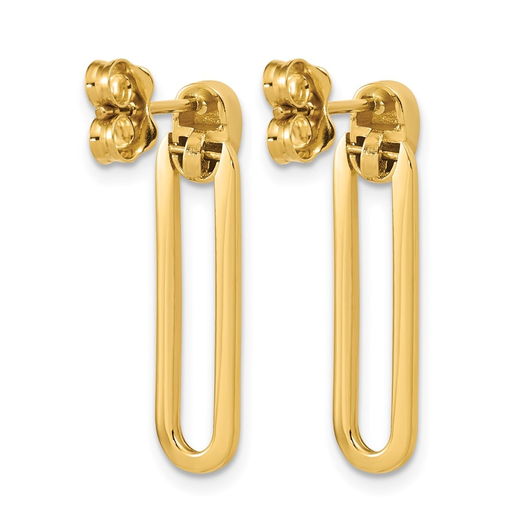 14k Yellow Gold Polished Link Dangle Post Earrings